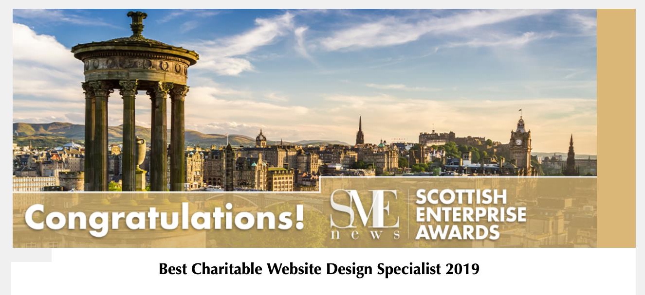 SME Award: Best Charitable Website Design Specialist 2019 - Scottish Enterprise Awards